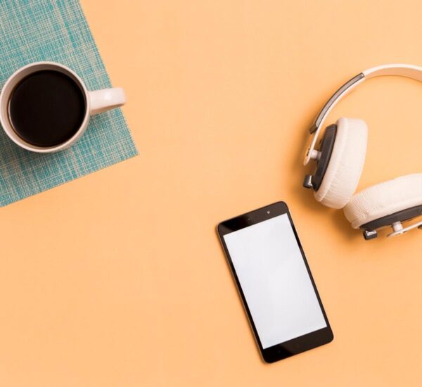 Beach Girl Podcasting With Coffee