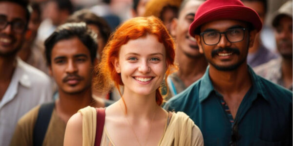 Urban people crowd citizens