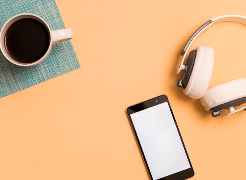 Beach Girl Podcasting With Coffee